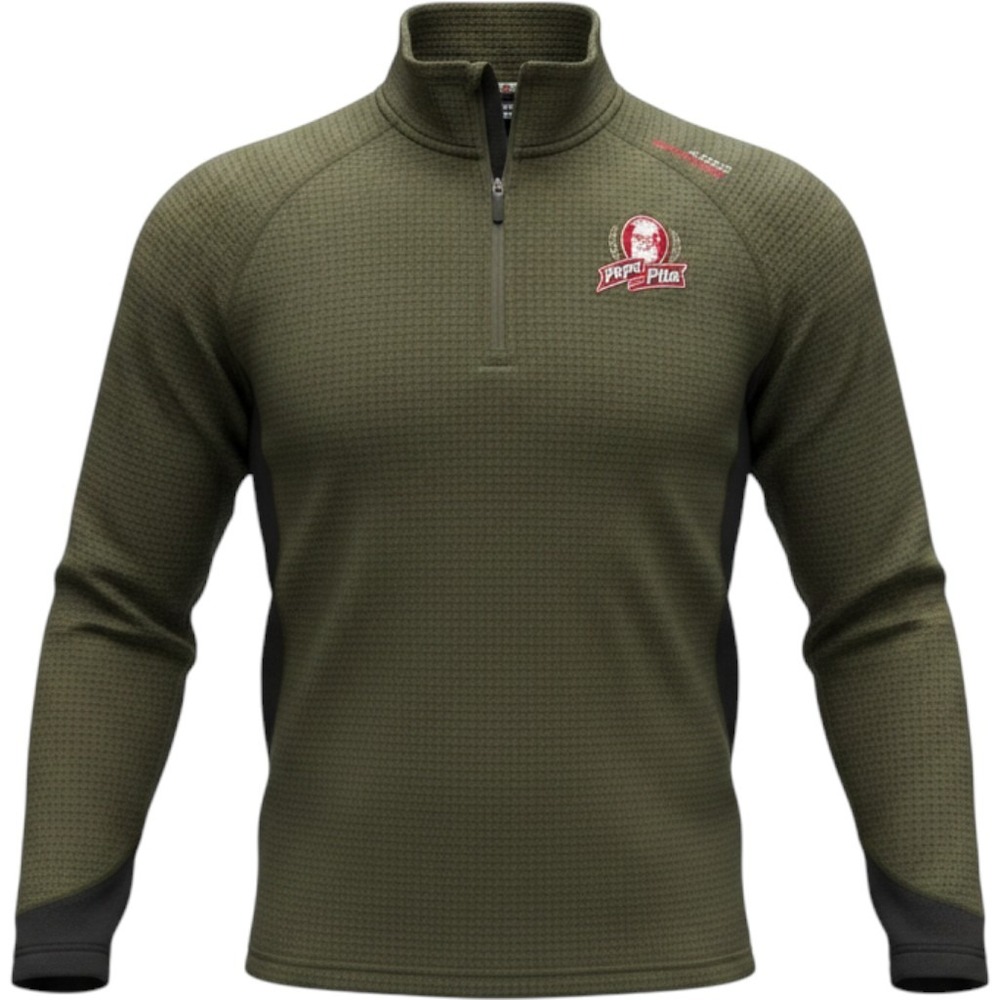 Aigle Actimum Polartec Grid Fleece Mens Quarter Zip Pullover Olive Green Jacket